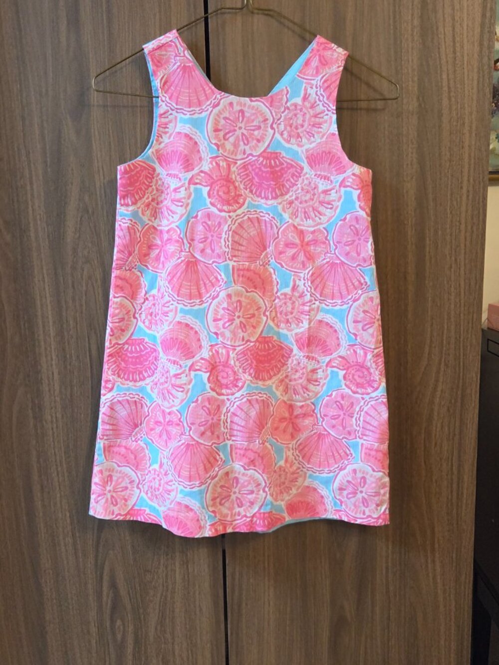 TOMMY BAHAMA 8 Girls Tropical Bedford Cord Shift Lined Dress With Bow Blue Combo